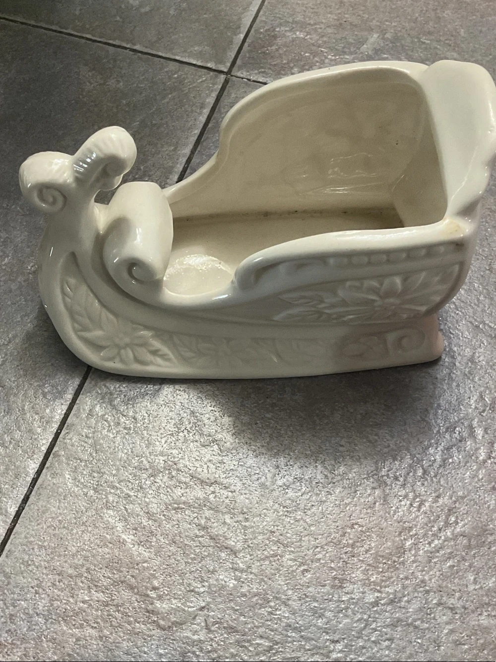 Ivory Decorative Ceramic Sleigh Planter - Home Bath